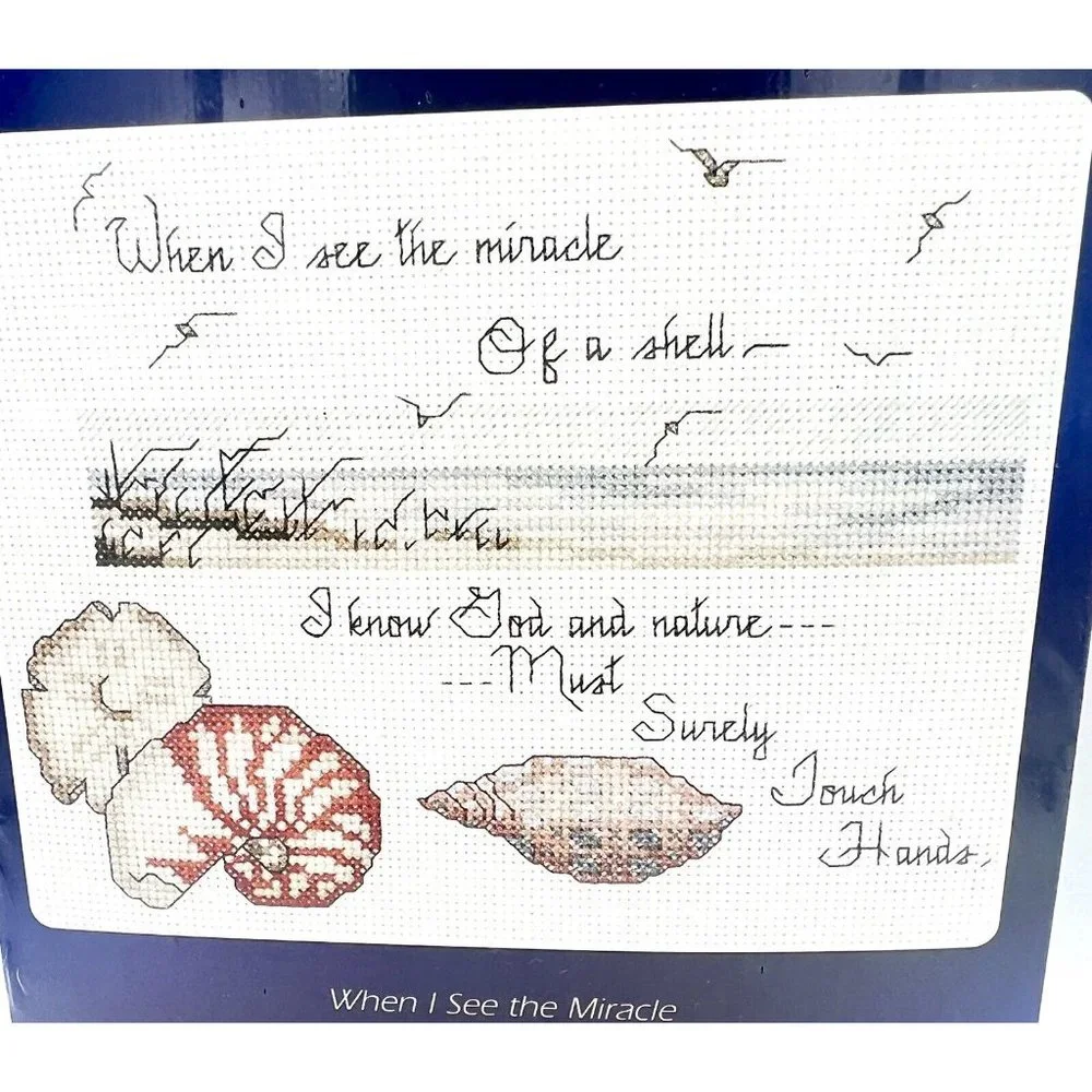 Leisure Arts Cross Stitch Kit When I See the Miracle 305256 NEW Coastal Beach - Picture 2 of 3